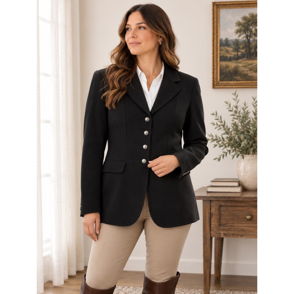 Pikeur Equestrian Riding Jacket Womens M Black Wool Red Lining Show Coat 80s